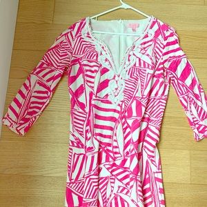 Lilly Pulitzer Pink White Long Sleeved Shift Dress